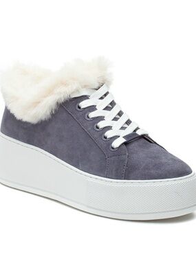 J/Slides Mellia Leather Suede Faux Fur Fashion Sneakers 7